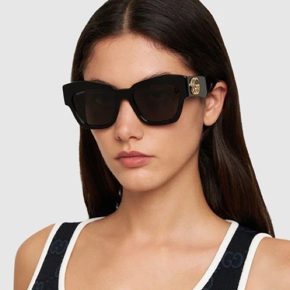 NEW GUCCI SUNGLASSES GG1422S 001 WOMEN SQUARE BLACK EYEWEAR GUCCI main image 4